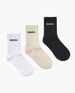 Adanola 3 Pack Socks Wit Room Zwart | 52471-IYFO