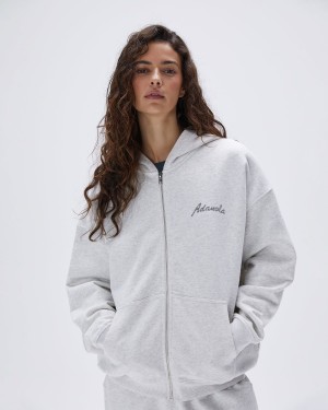 Adanola Freehand Oversized Full Zip Hoodie Lichtgrijs | 54371-FLRN