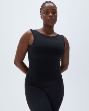 Adanola Square Neck Open Back Top Zwart | 35197-UKZA